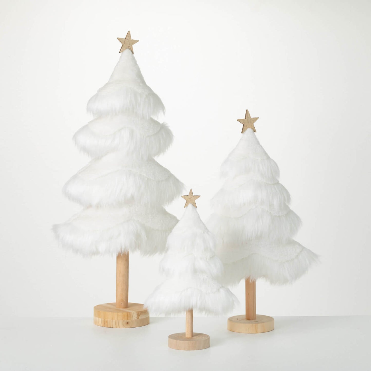 White Fur Trees Gold Star 3 sizes