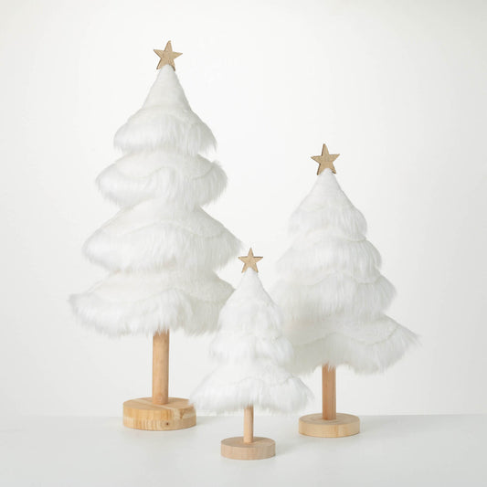 White Fur Trees Gold Star 3 sizes