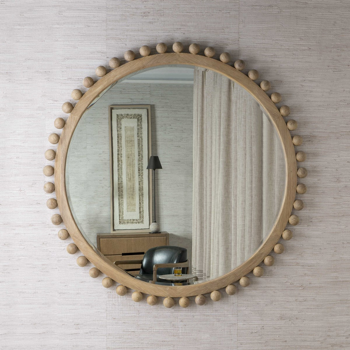 Solid Wood Round Mirror - 44"