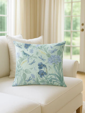 Tropical Paradise Aqua Linen Down Alternative Euro Pillow 26x26