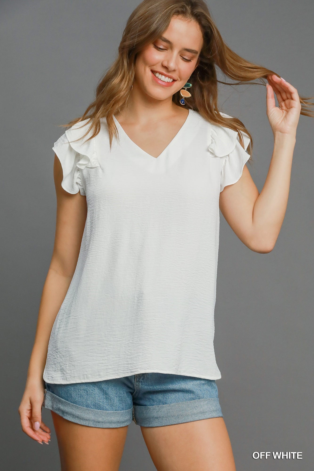 Ruffle Edge V-Neck Top