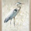 Great Blue Heron framed in a Natural wood frame.