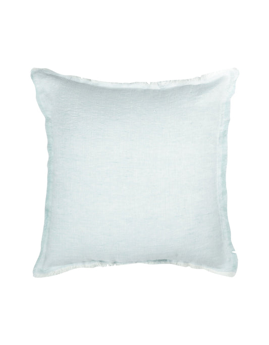 Light Aqua Fringe Soft Linen Pillow-24x24 Down Alternative Insert