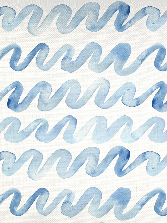 Watercolor Waves Blue Linen Pillow 14x40-Down Alternative