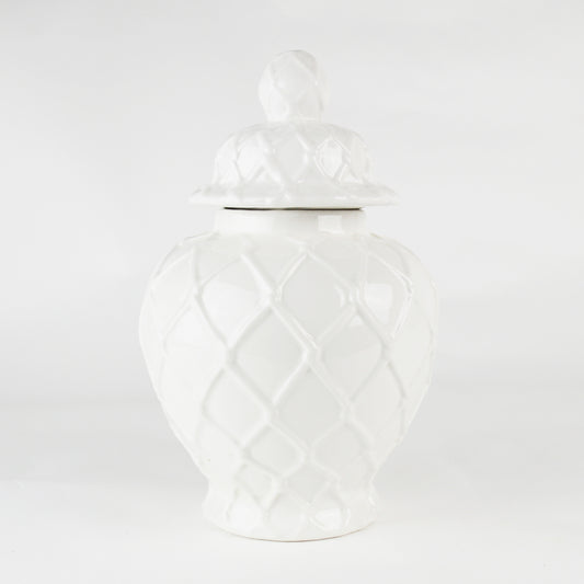 Textured ginger jar - white