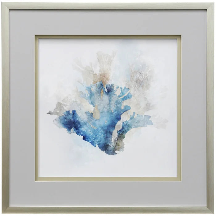 Blue Coral Reef | 30in X 30in | Shadowed Framed Print Under Glass