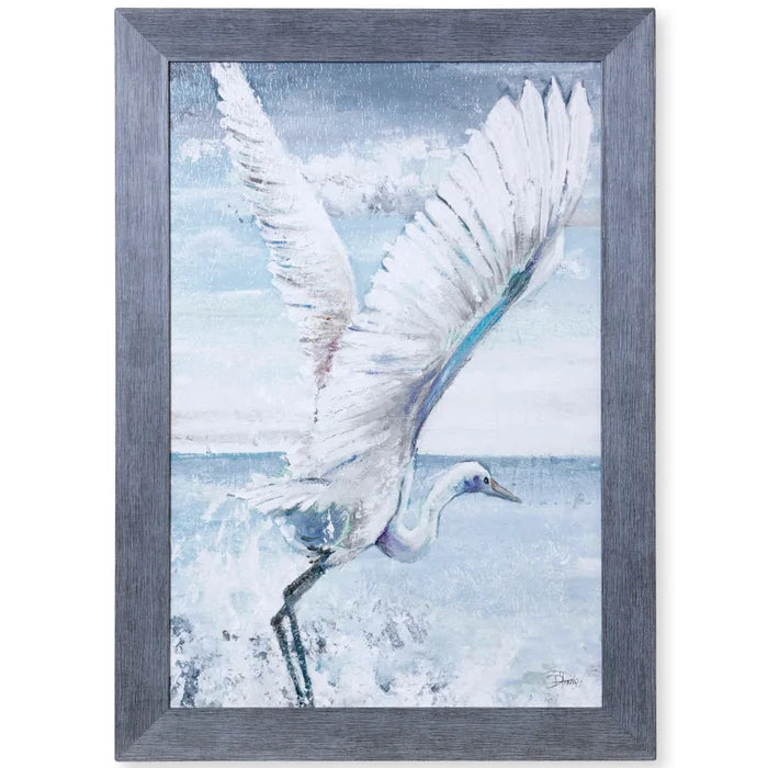 GREAT EGRET Textured Framed Print 30" X 42"