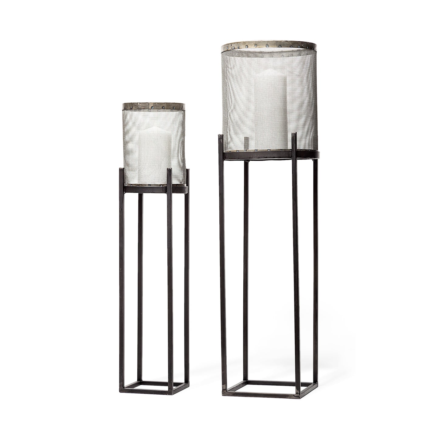 Black Mesh Candle Holder set of 2