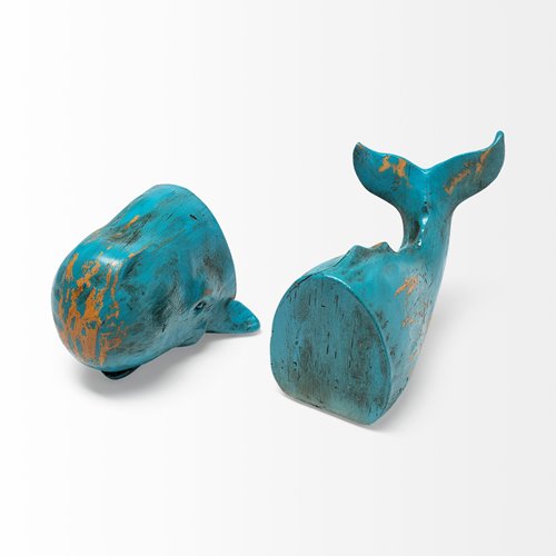 Blue Polyresin Whale Bookends (2 pieces)