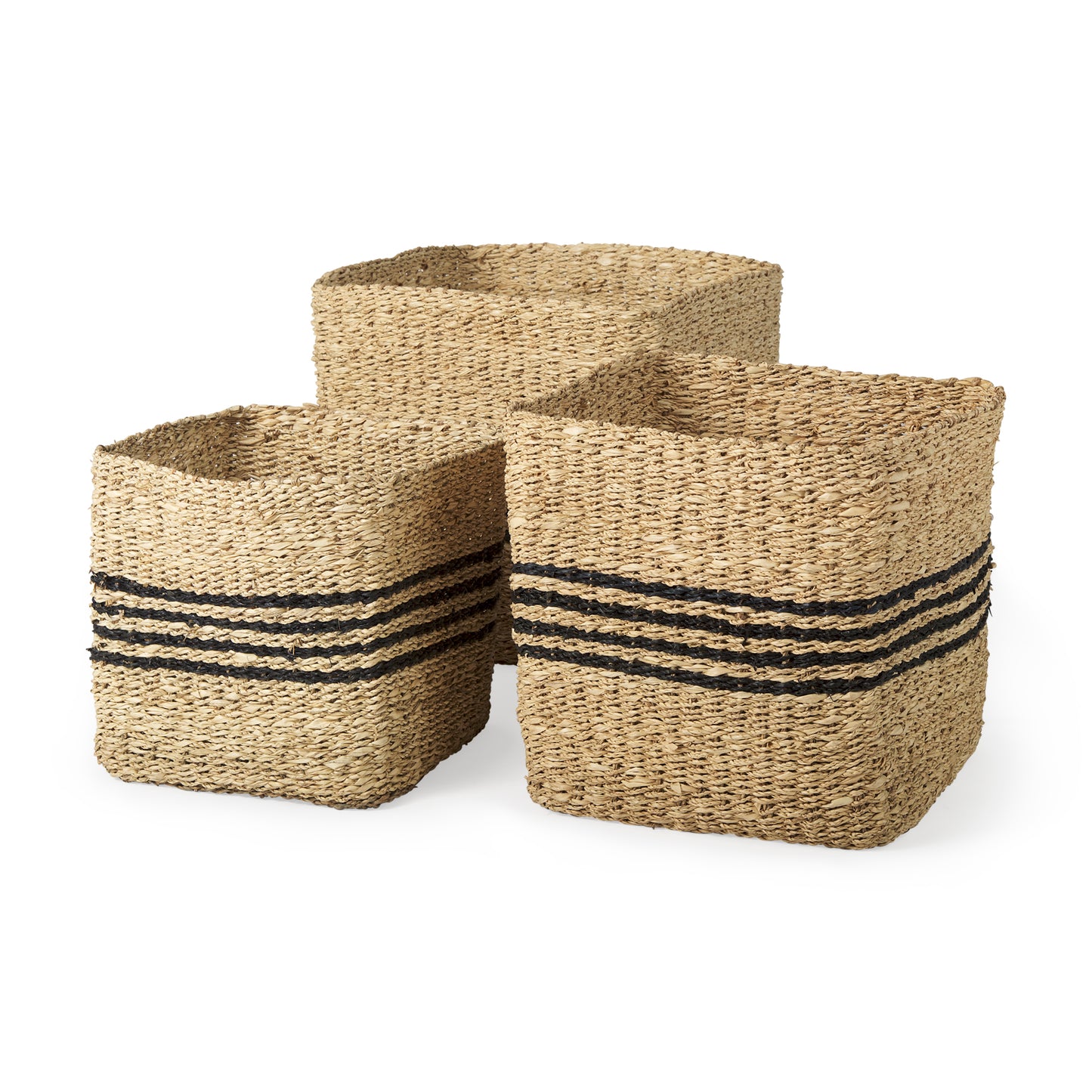 Grey Twisted Seagrass Square Baskets