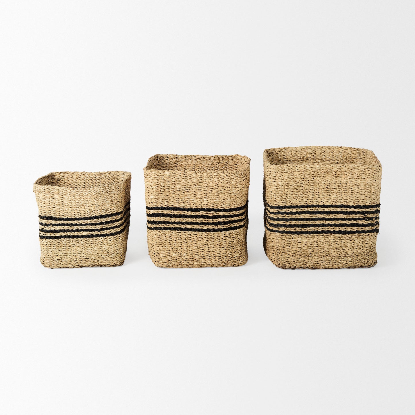 Grey Twisted Seagrass Square Baskets