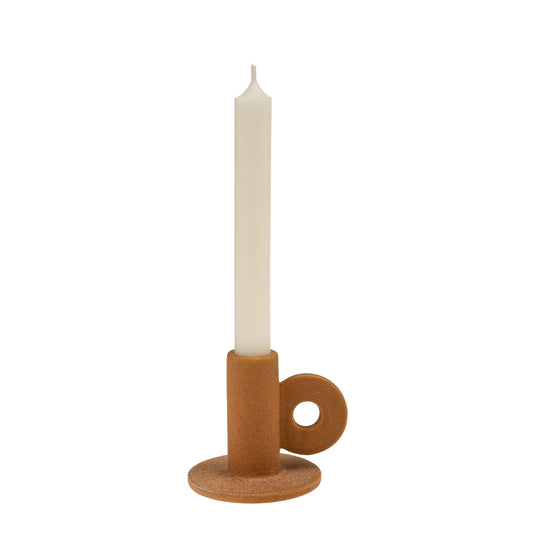 Cruz Candle Holder, Terracotta and white and Mocha