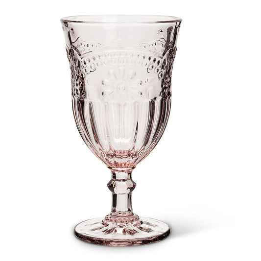 Pink Flower Wine Glass - 8 oz