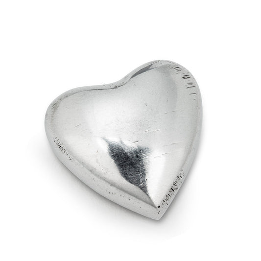 Chunky Silver Heart Token Pebble