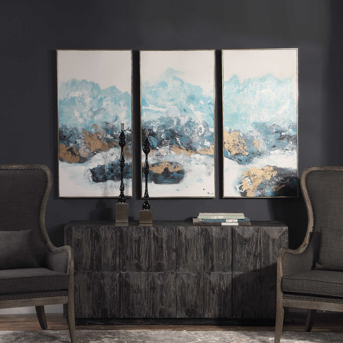 Crashing Waves Hand Painted Art Set of 3