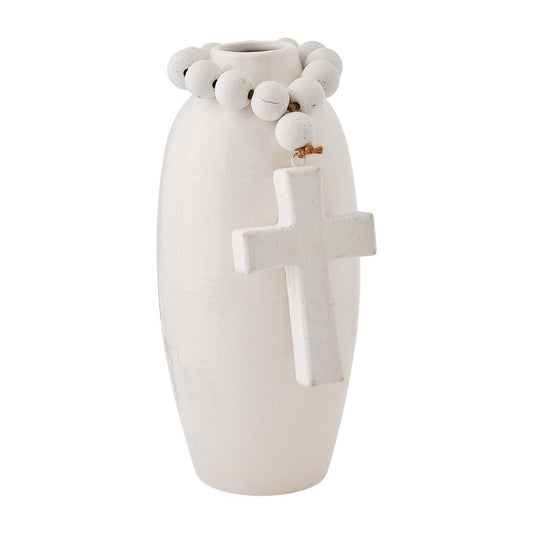 TALL CERAMIC CROSS VASE