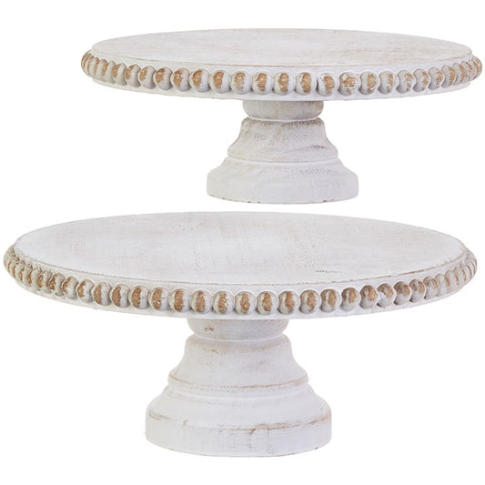 Whitewashed Beaded Pedestal