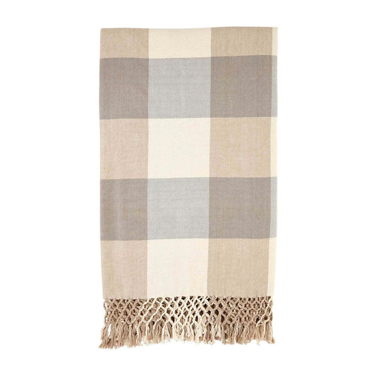 Gray Slub Blankets with Fringe