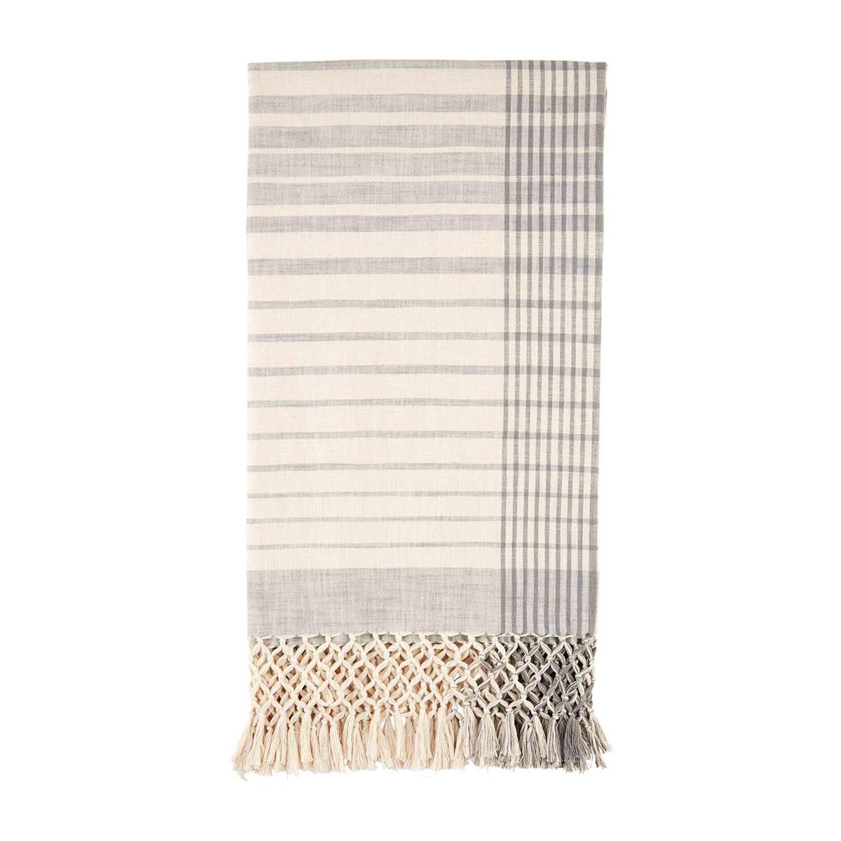 Gray Slub Blankets with Fringe