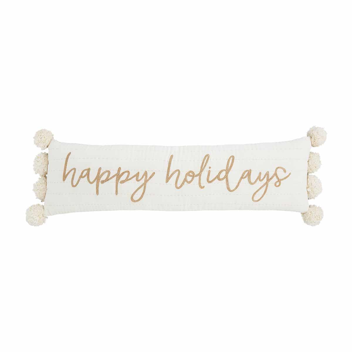 Happy Holidays Lumbar Pillow /Gold Letters