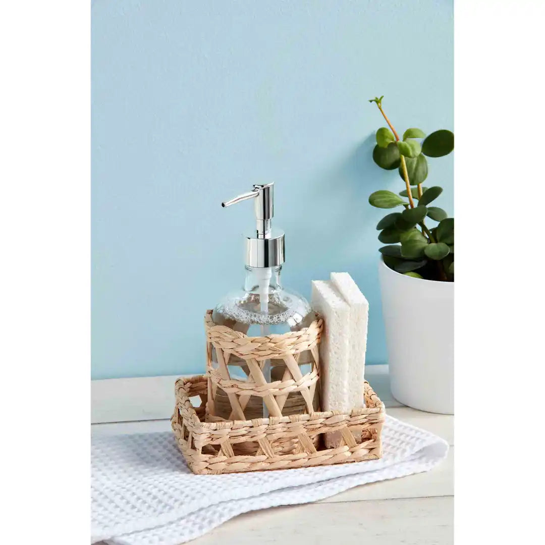 Woven Tray & Soap Pump Set