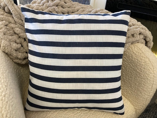 Navy Striped Cushion Cover