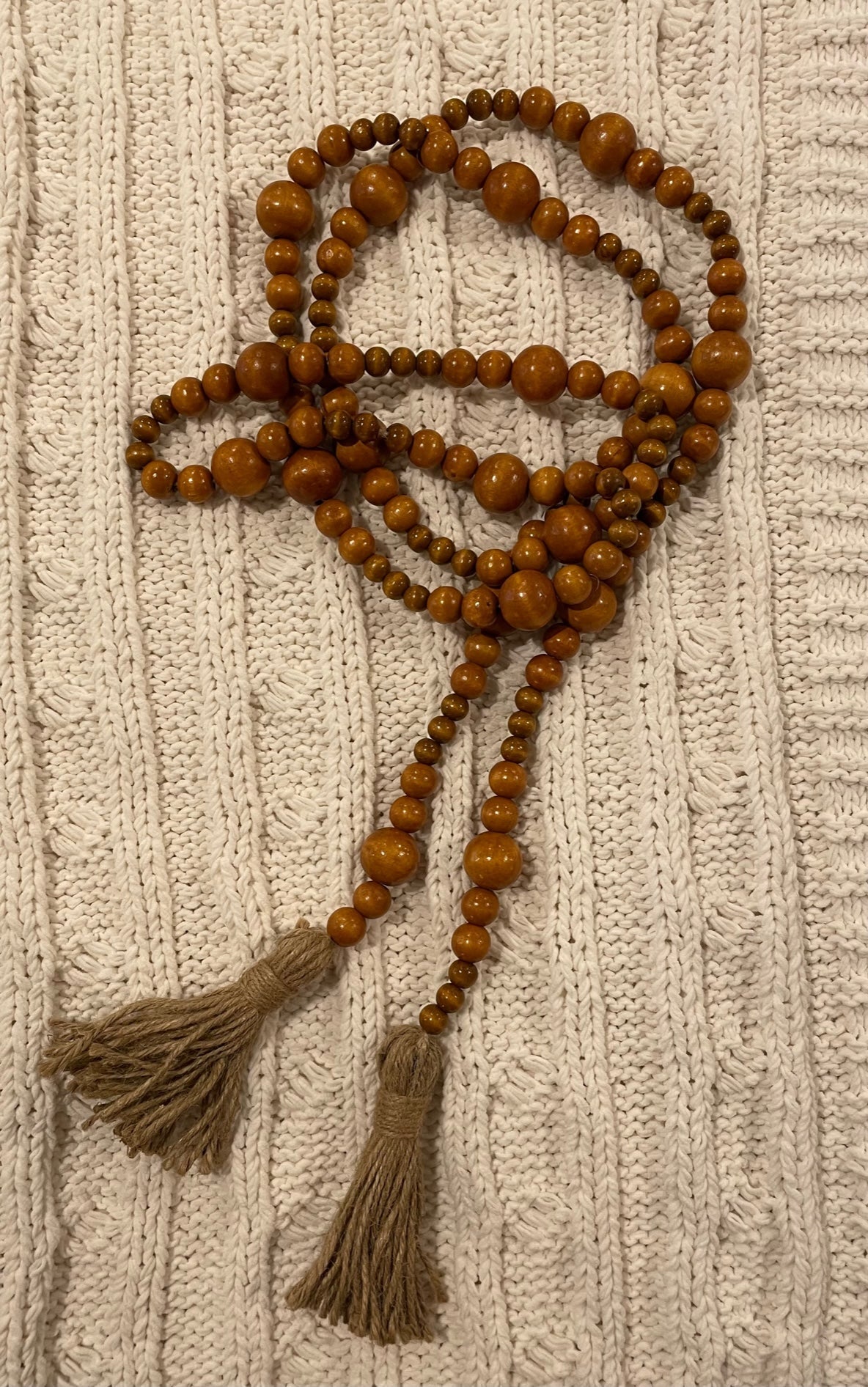 Tan Mango Wood Beads with Tassels