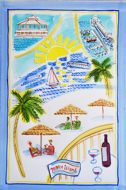 Marco Island Map Tea Towel.