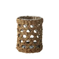 Seagrass Hurricane with Glass Insert