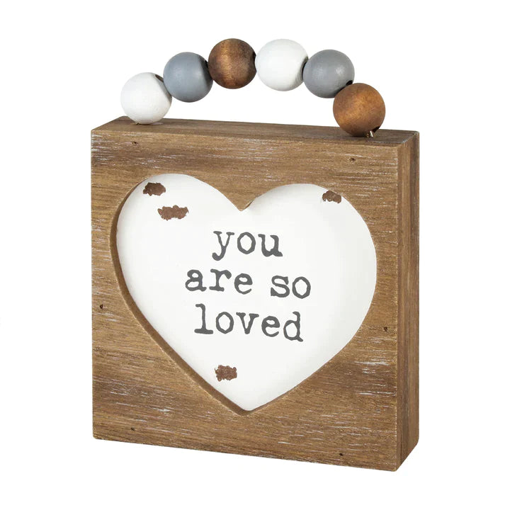 So Loved Box Sign with Beads