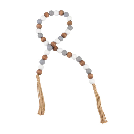 Natural, Gray and White Bead with Tassel