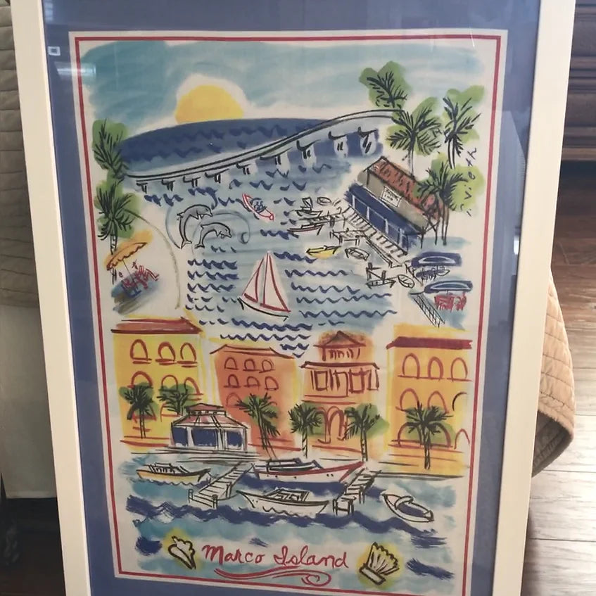 Marco Island Map Tea Towel.