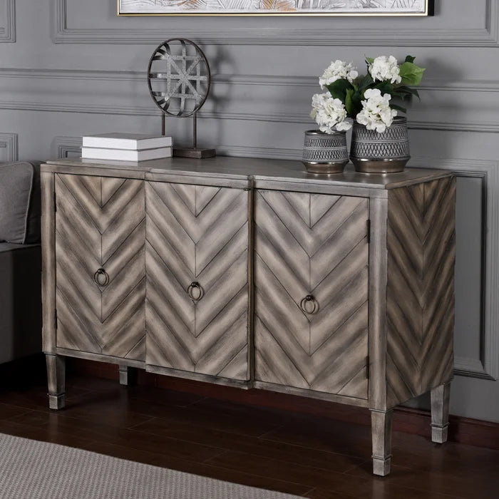 Chevron 3 Door Console Table