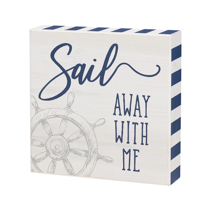 Sail away with me wood block